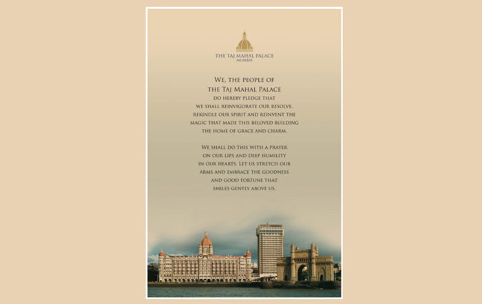 Taj Employees Pledge. Image courtesy Taj Hotels
